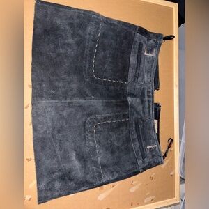 Elegant Gray Suede/leather Mini Skirt